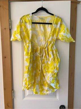 Yellow Floral Tie-Front Women’s Swimsuit Cover Up